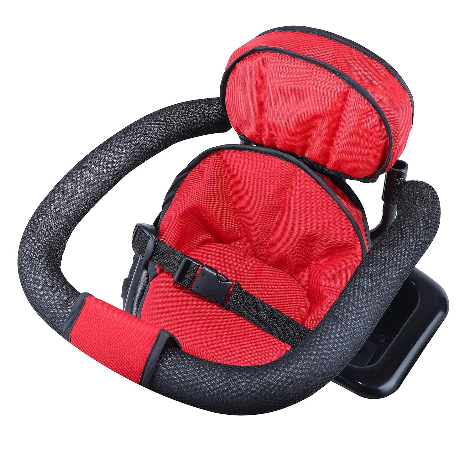 Toyzoy Maple Grand black and red baby trike for ages 2-5 years, with steerable push handle, safety bar, and front basket. www.usmile.toys